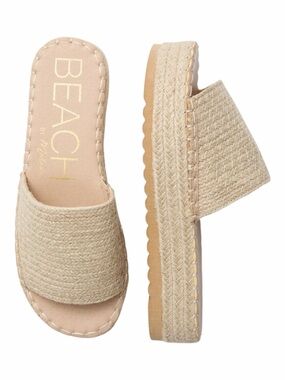 Beach by Matisse – Del Mar Platform Slide Sandals Raffia Jute Natural – Sz. 8